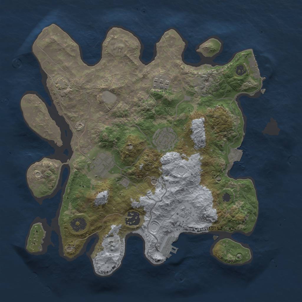 Rust Map: Procedural Map, Size: 3000, Seed: 30825, 12 Monuments