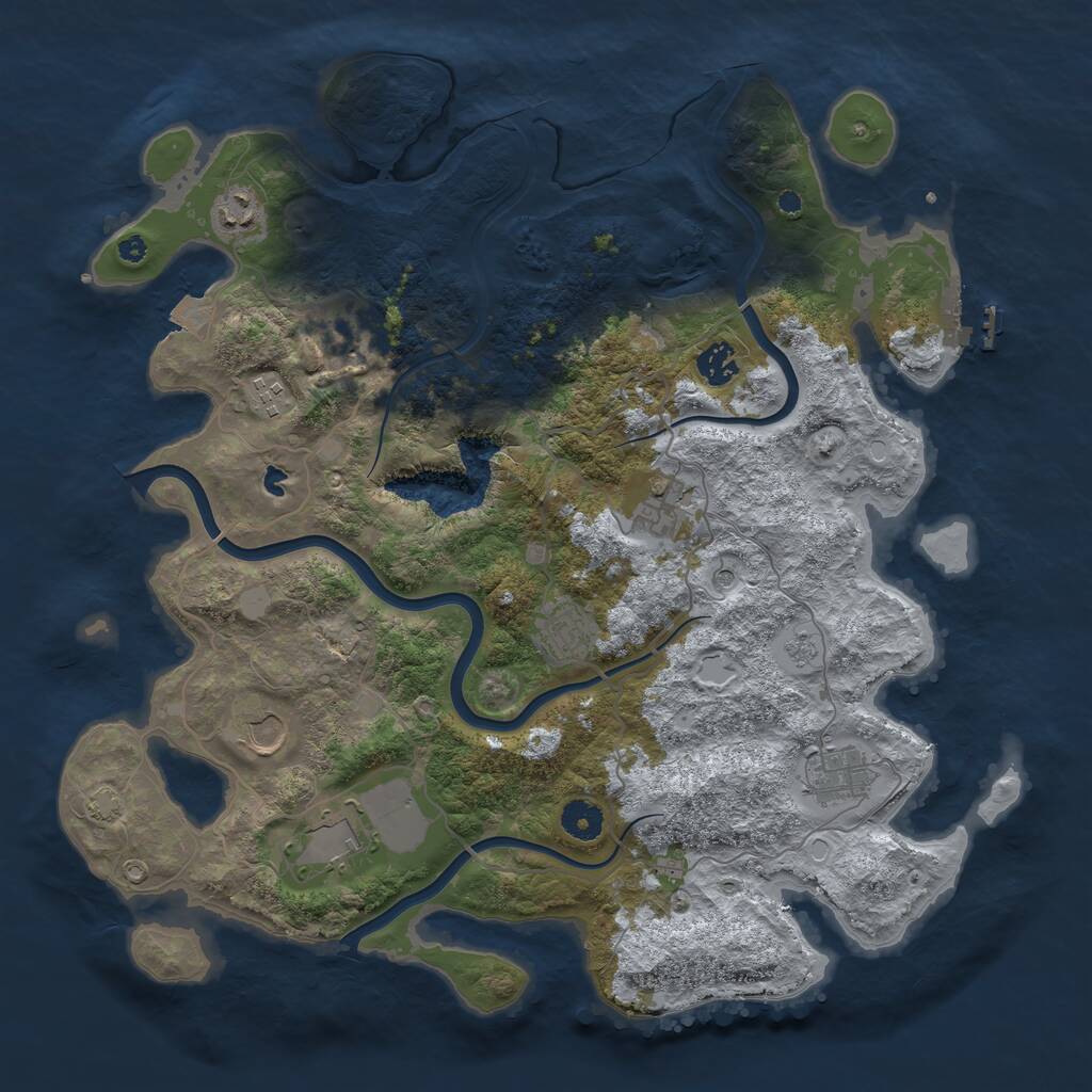 Rust Map: Procedural Map, Size: 4000, Seed: 1328545811, 14 Monuments