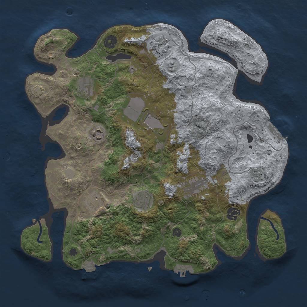 Rust Map: Procedural Map, Size: 3500, Seed: 773571149, 17 Monuments