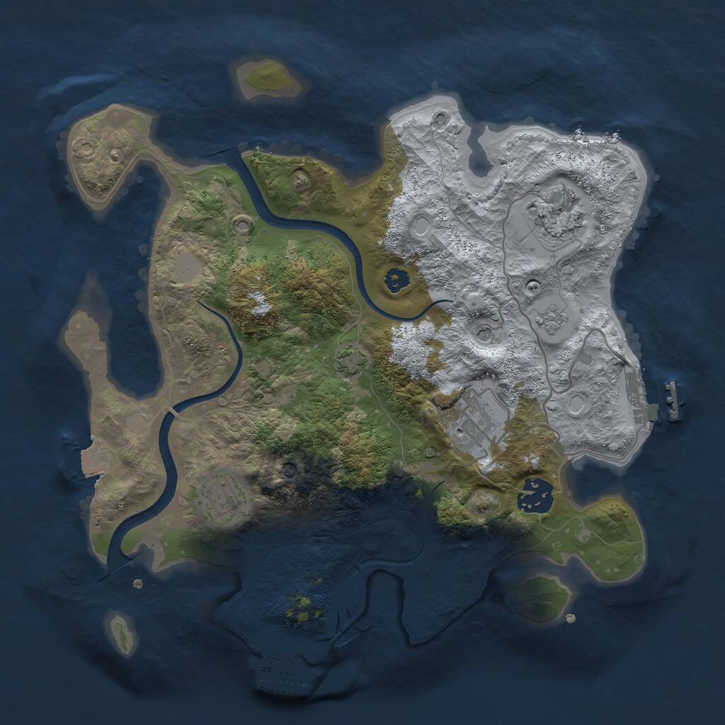 Rust Map: Procedural Map, Size: 3000, Seed: 837663618, 10 Monuments