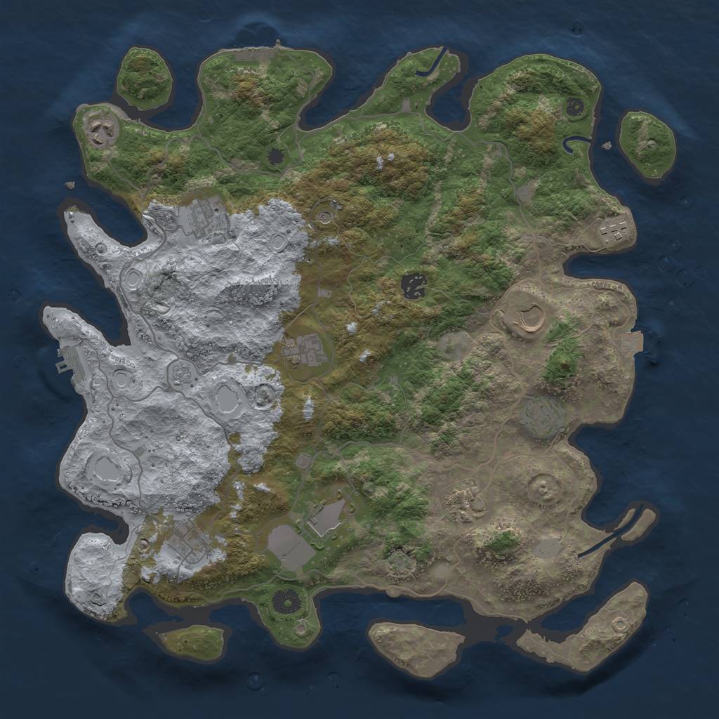 Rust Map: Procedural Map, Size: 4000, Seed: 223344, 18 Monuments