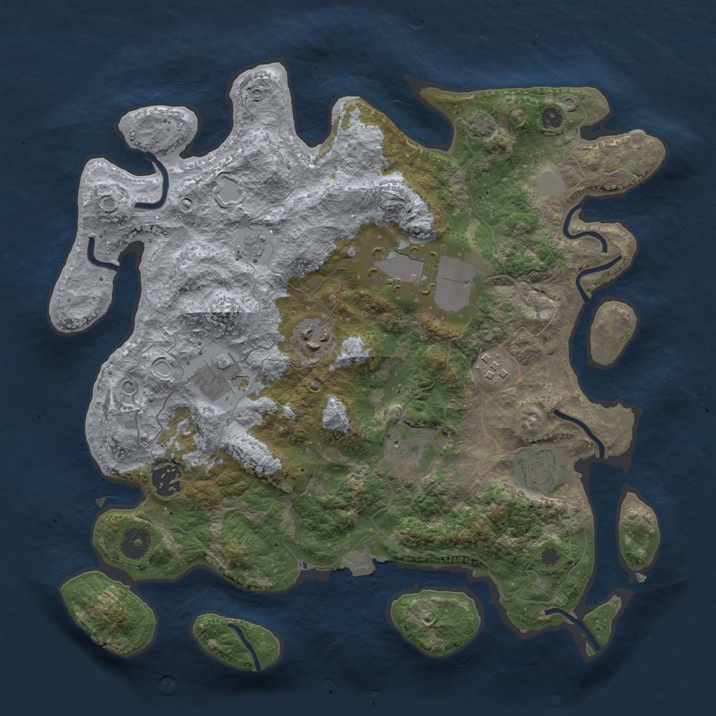 Rust Map: Procedural Map, Size: 3500, Seed: 1334495422, 13 Monuments
