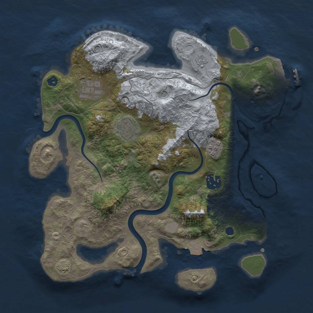 Rust Map: Procedural Map, Size: 3000, Seed: 605374846, 9 Monuments