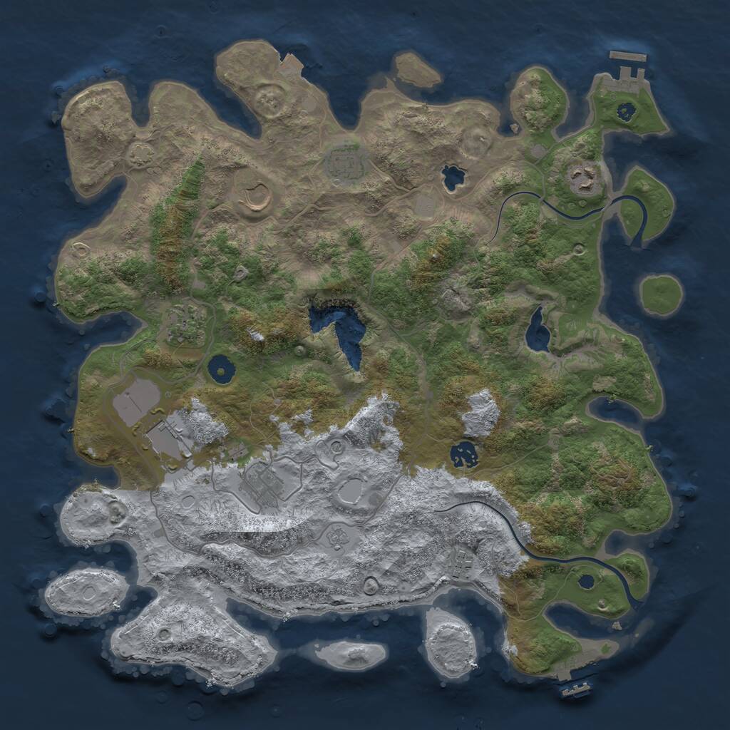 Rust Map: Procedural Map, Size: 4000, Seed: 839310762, 14 Monuments