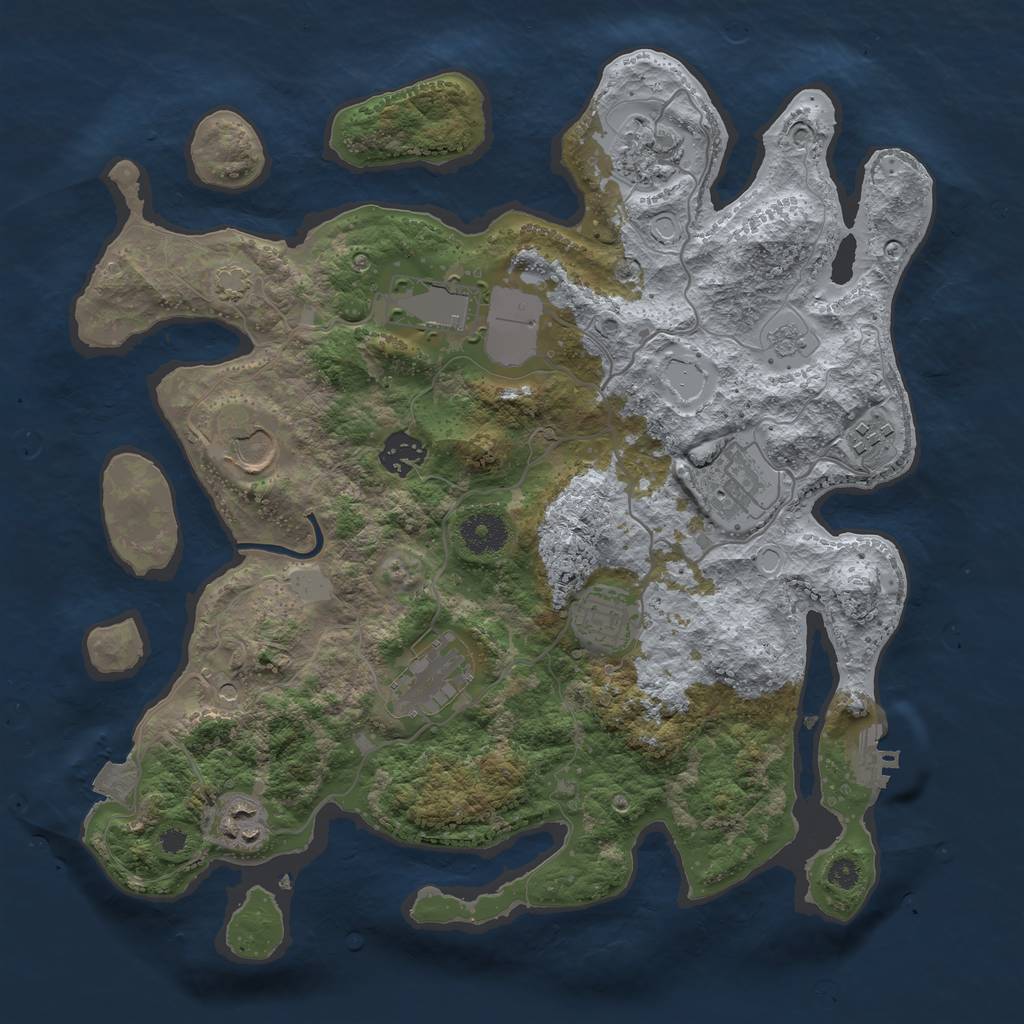 Rust Map: Procedural Map, Size: 3500, Seed: 23967110, 16 Monuments