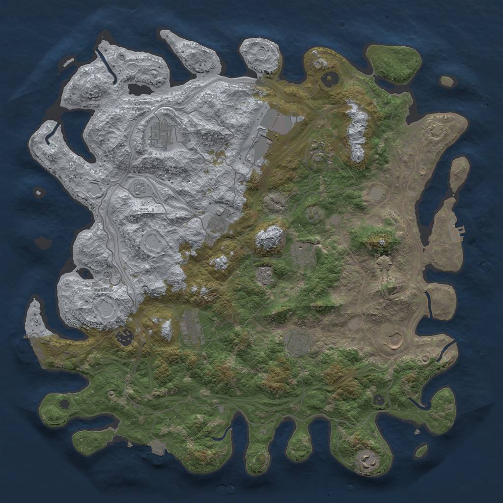 Rust Map: Procedural Map, Size: 4500, Seed: 261745467, 19 Monuments