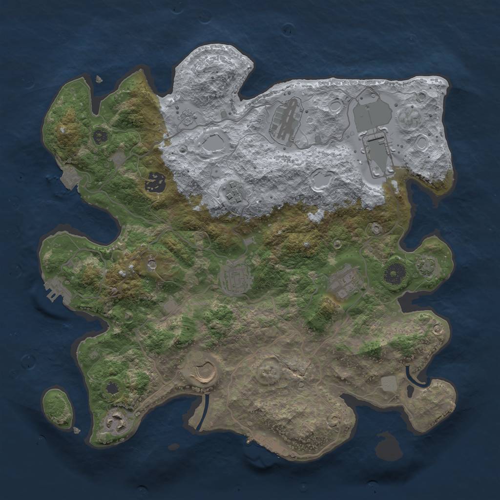 Rust Map: Procedural Map, Size: 3500, Seed: 1401795663, 16 Monuments