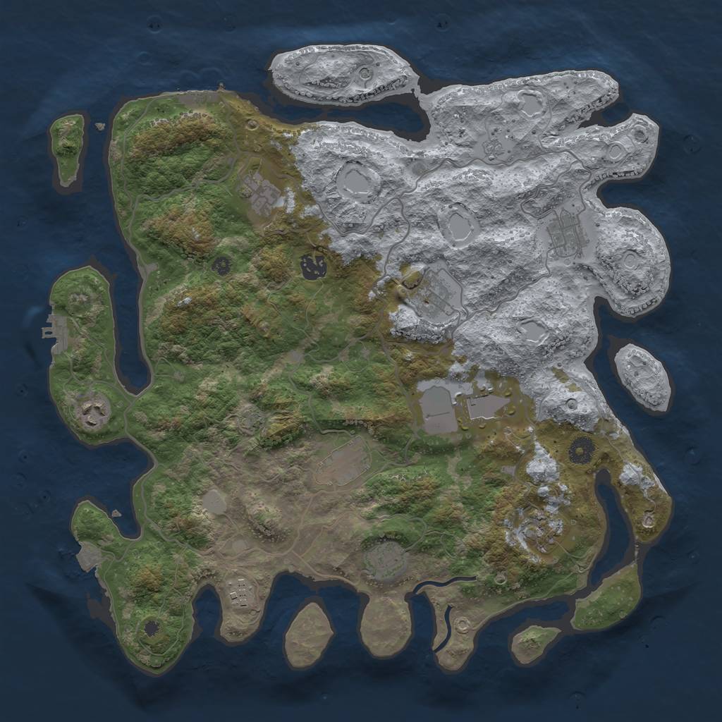 Rust Map: Procedural Map, Size: 4000, Seed: 39000, 18 Monuments