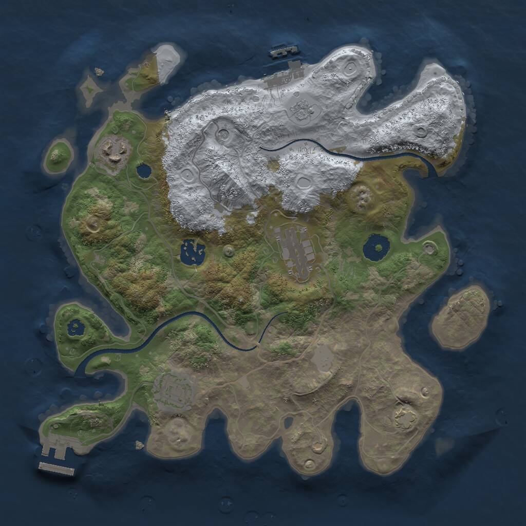 Rust Map: Procedural Map, Size: 3000, Seed: 13712, 10 Monuments