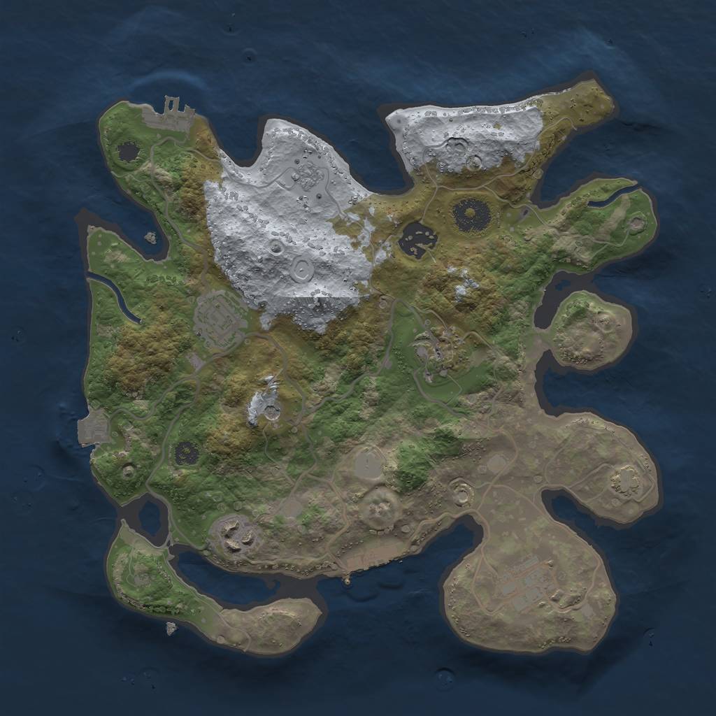 Rust Map: Procedural Map, Size: 3000, Seed: 67830, 13 Monuments