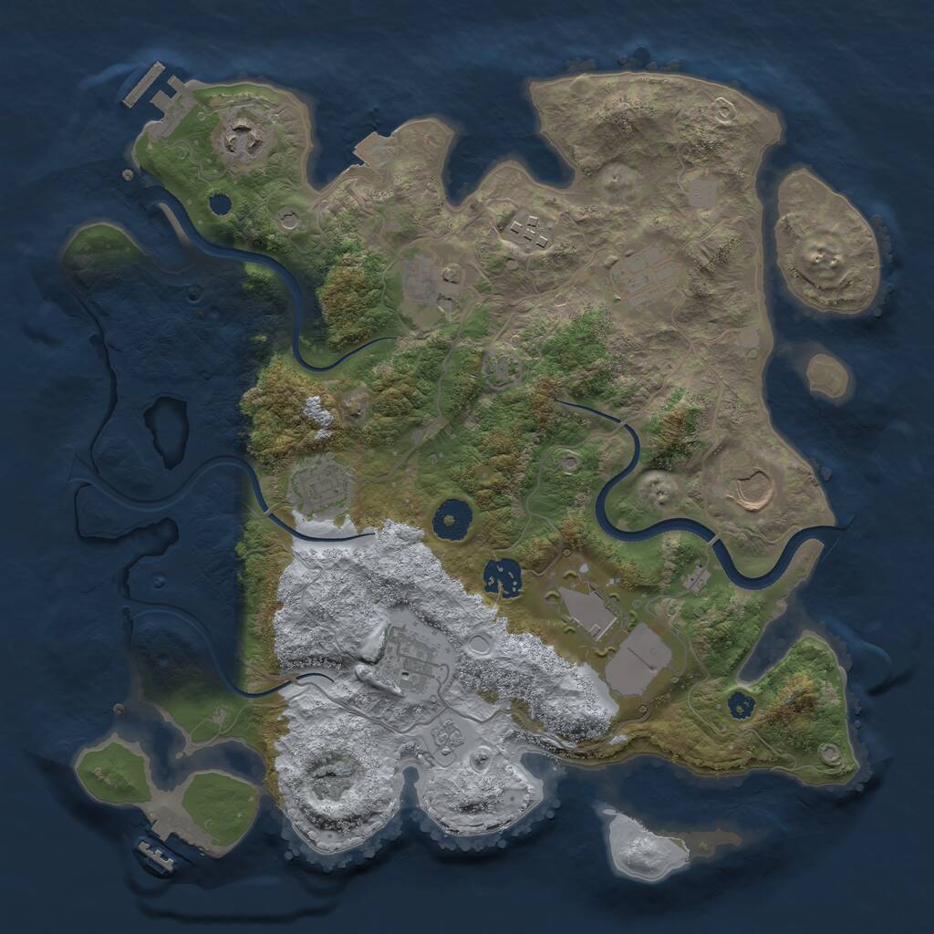 Rust Map: Procedural Map, Size: 3500, Seed: 609476198, 15 Monuments