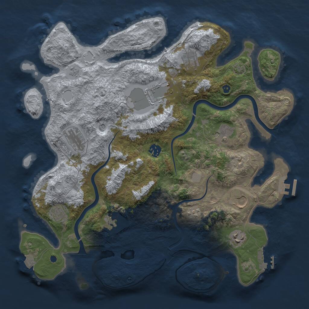 Rust Map: Procedural Map, Size: 3800, Seed: 1041435149, 16 Monuments