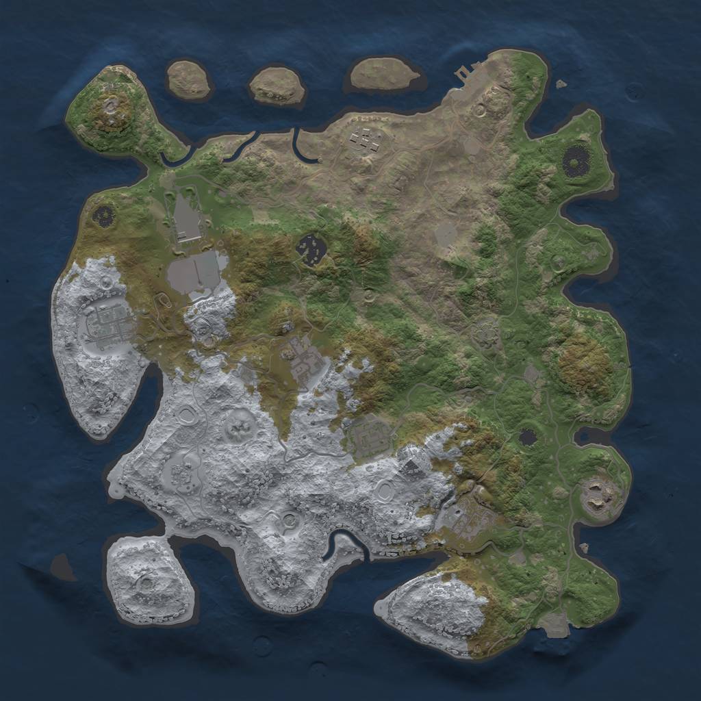 Rust Map: Procedural Map, Size: 3500, Seed: 120693244, 15 Monuments