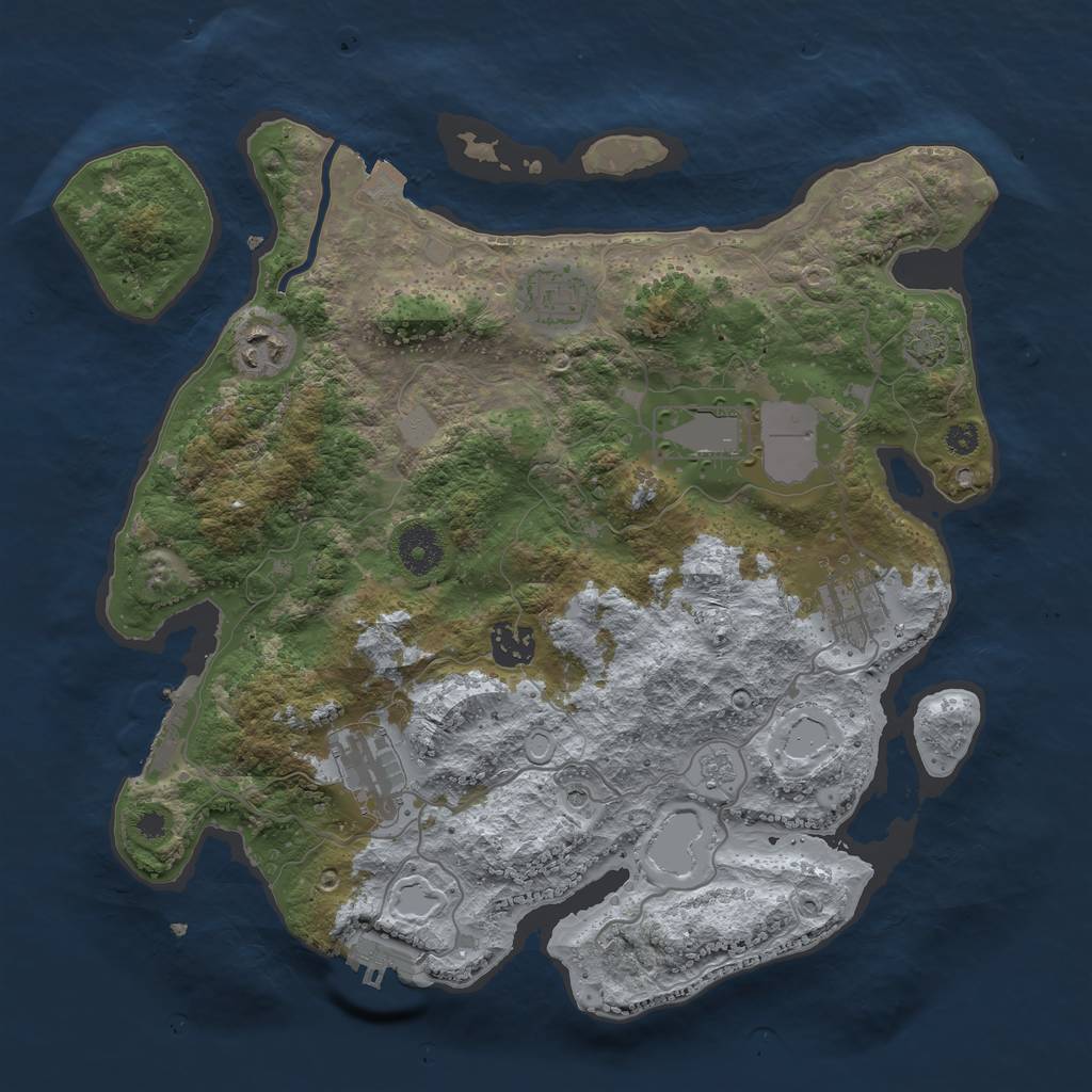 Rust Map: Procedural Map, Size: 3500, Seed: 983738538, 14 Monuments