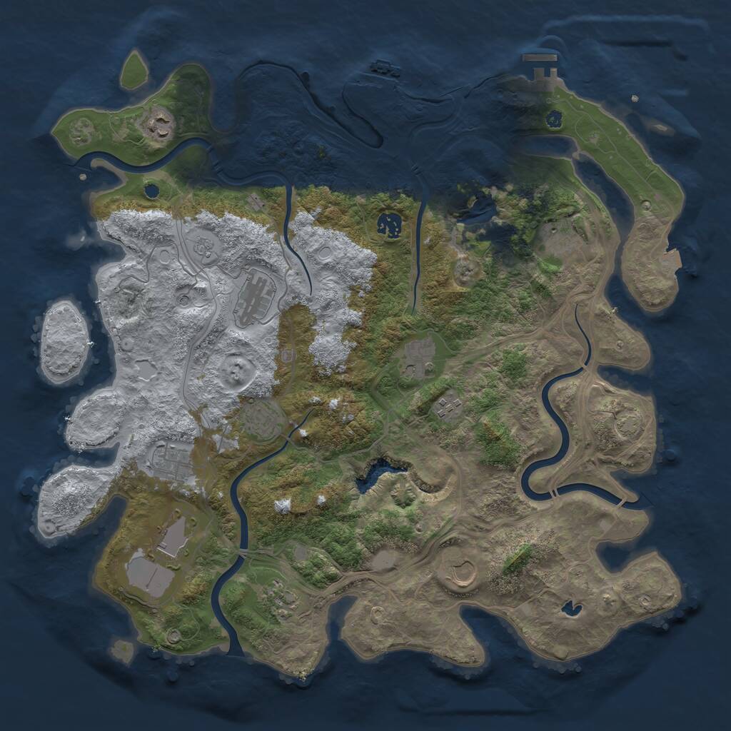 Rust Map: Procedural Map, Size: 4250, Seed: 1087670485, 17 Monuments
