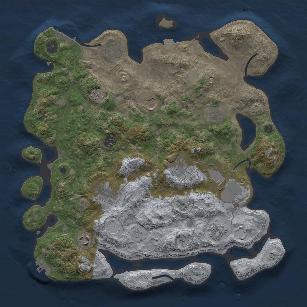 Rust Map: Procedural Map, Size: 3750, Seed: 541268, 18 Monuments