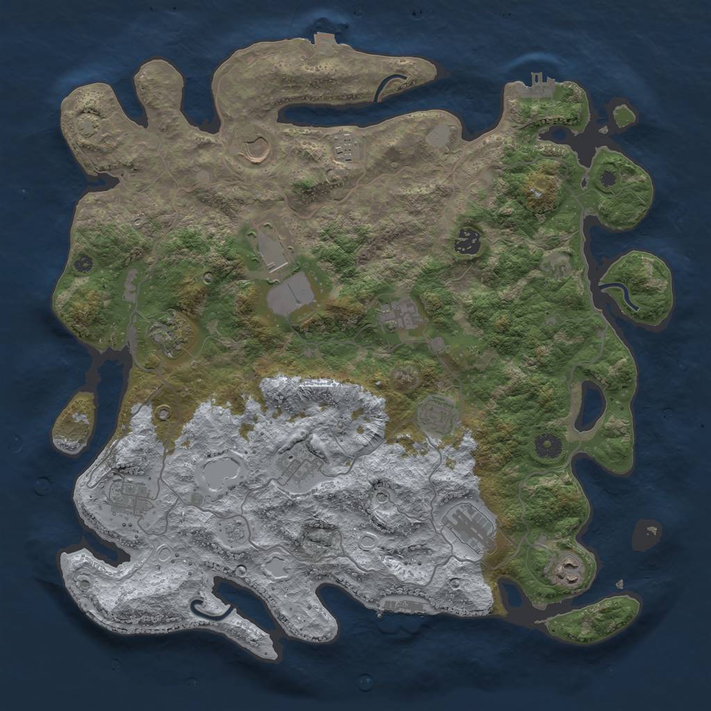 Rust Map: Procedural Map, Size: 4000, Seed: 1429748811, 19 Monuments