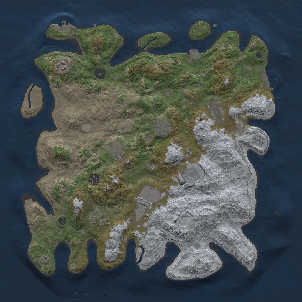 Rust Map: Procedural Map, Size: 4000, Seed: 91275680, 17 Monuments