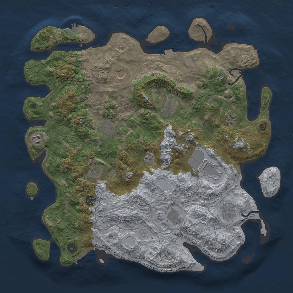 Rust Map: Procedural Map, Size: 4250, Seed: 761567521, 19 Monuments