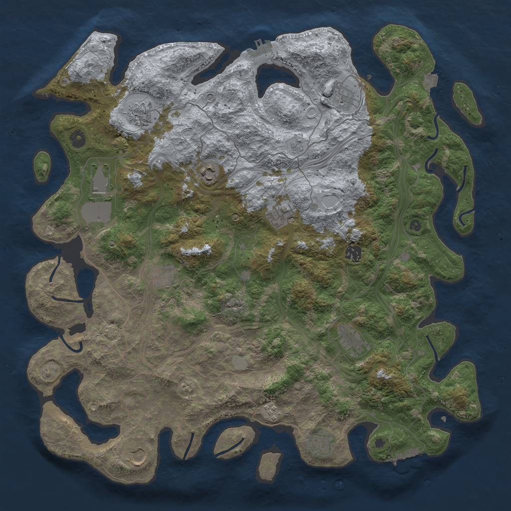 Rust Map: Procedural Map, Size: 4500, Seed: 1839025876, 19 Monuments