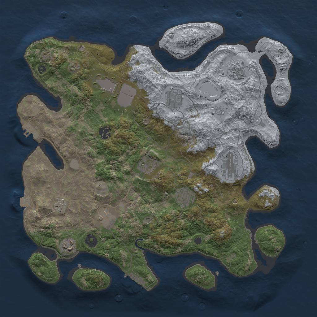 Rust Map: Procedural Map, Size: 3750, Seed: 522733, 18 Monuments