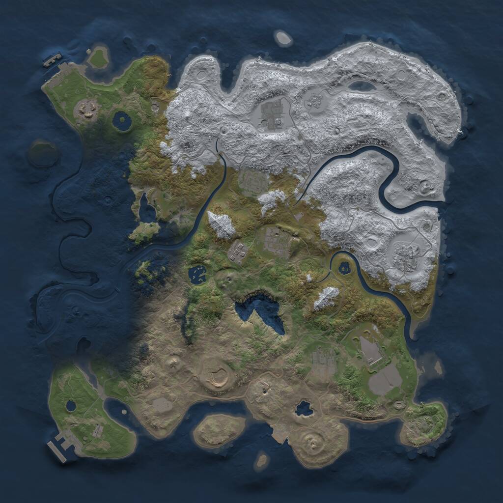 Rust Map: Procedural Map, Size: 4000, Seed: 18945357, 16 Monuments