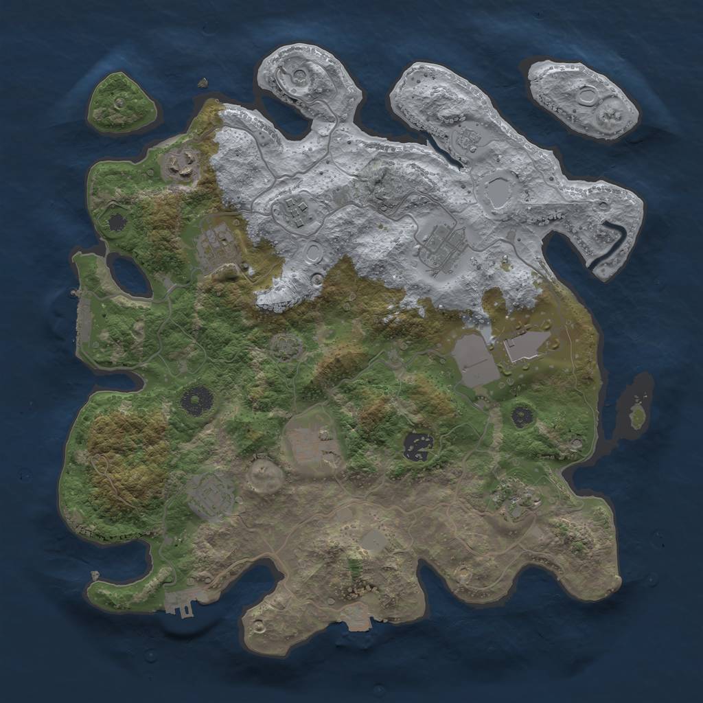 Rust Map: Procedural Map, Size: 3500, Seed: 69515602, 17 Monuments