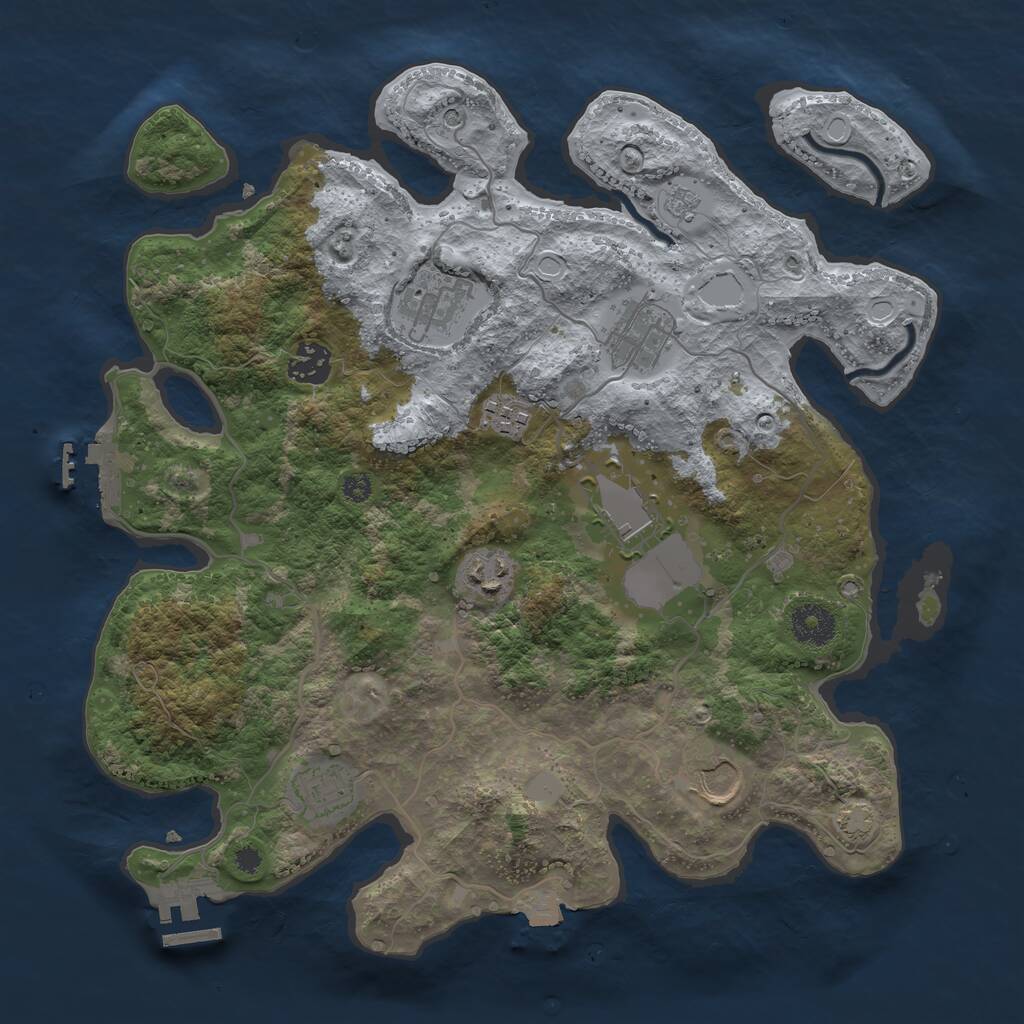 Rust Map: Procedural Map, Size: 3500, Seed: 69515602, 14 Monuments