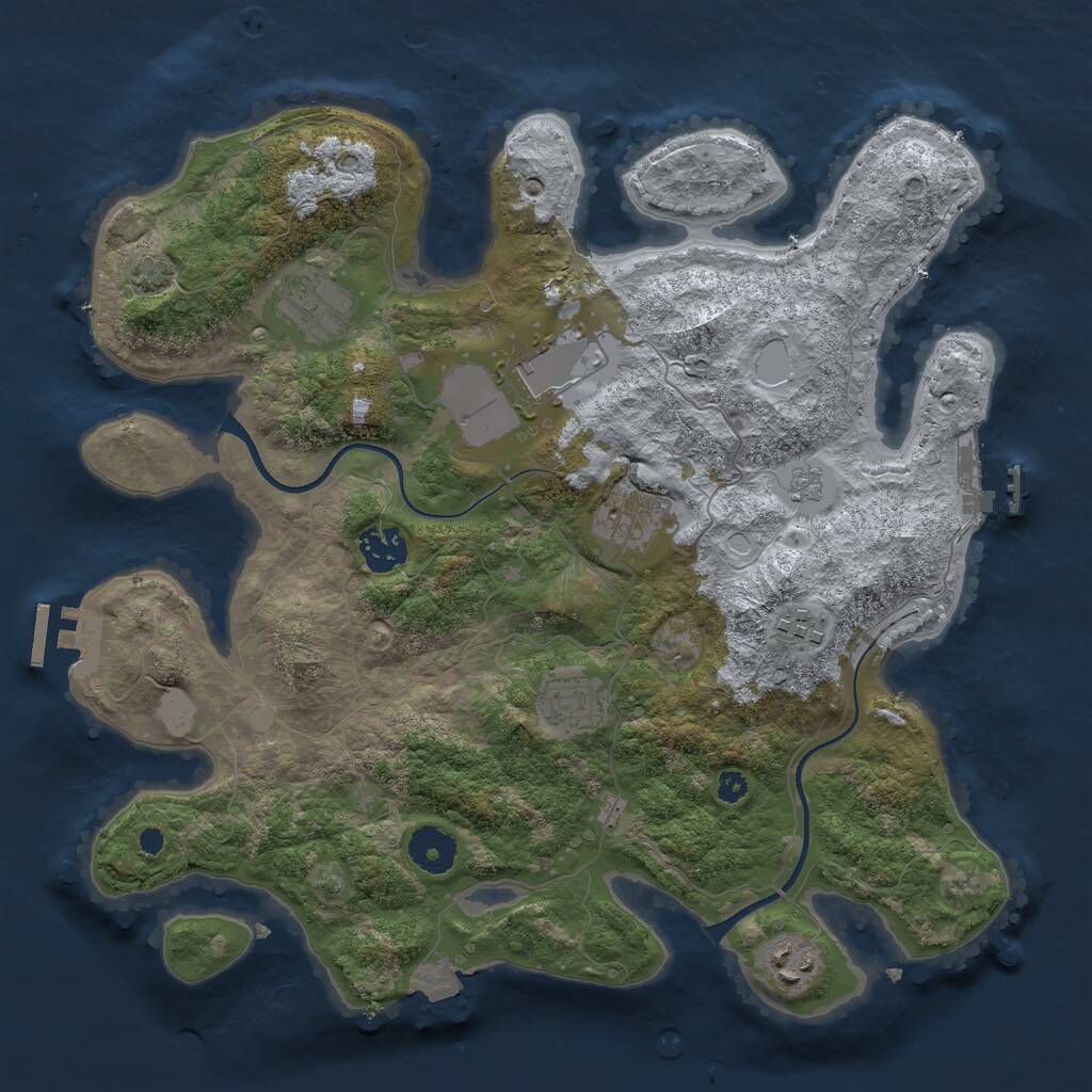 Rust Map: Procedural Map, Size: 3500, Seed: 2096998129, 12 Monuments