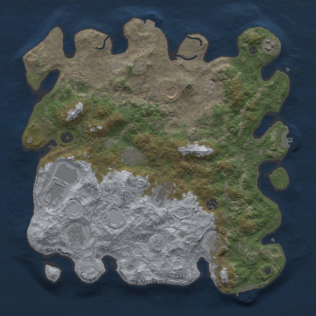 Rust Map: Procedural Map, Size: 4000, Seed: 598024788, 18 Monuments