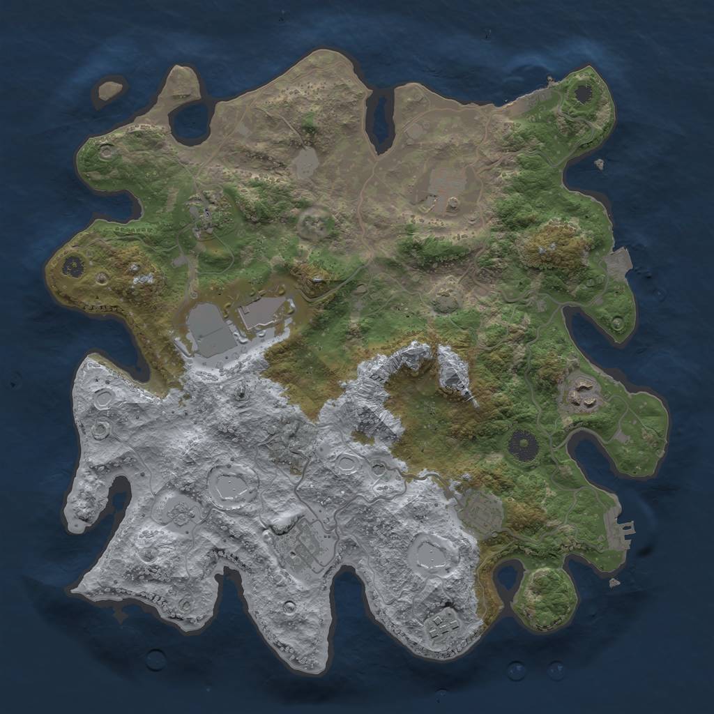 Rust Map: Procedural Map, Size: 3500, Seed: 1756063387, 15 Monuments