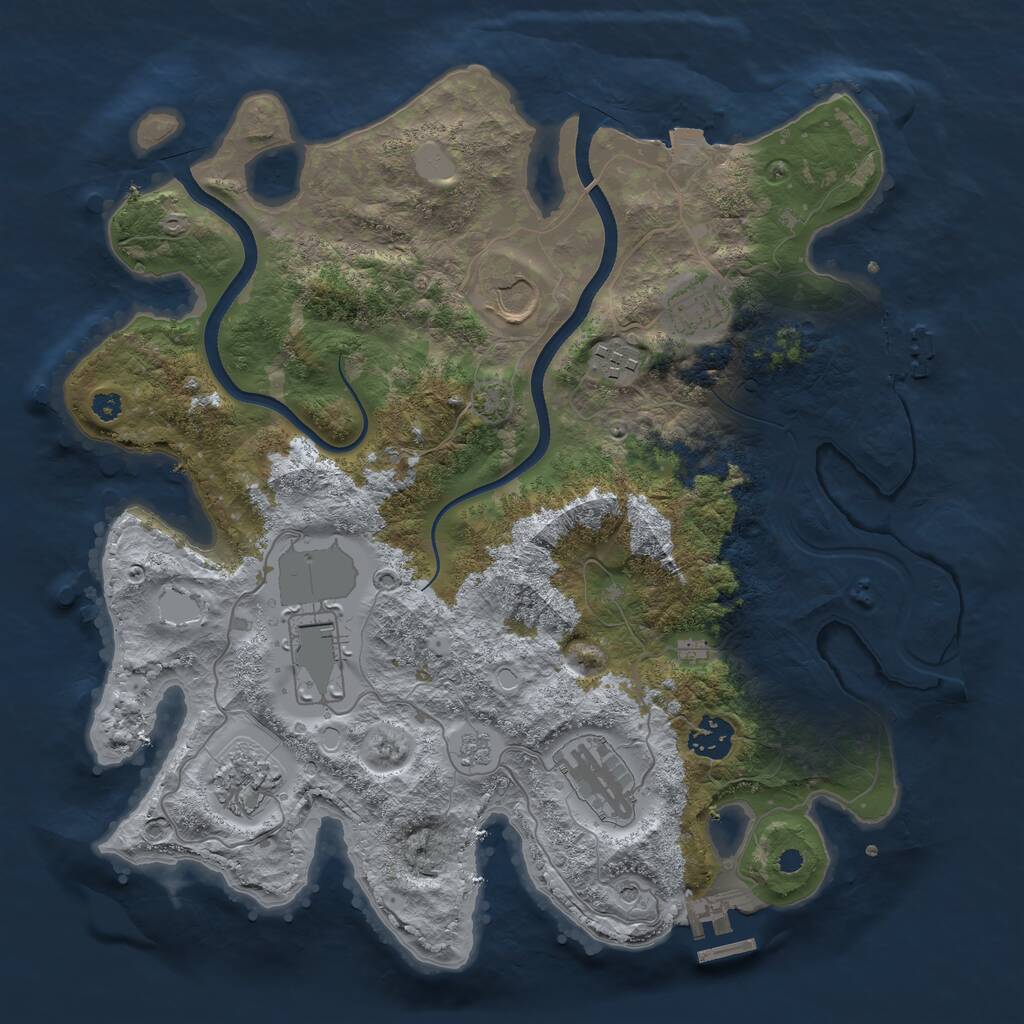 Rust Map: Procedural Map, Size: 3500, Seed: 1756063387, 13 Monuments
