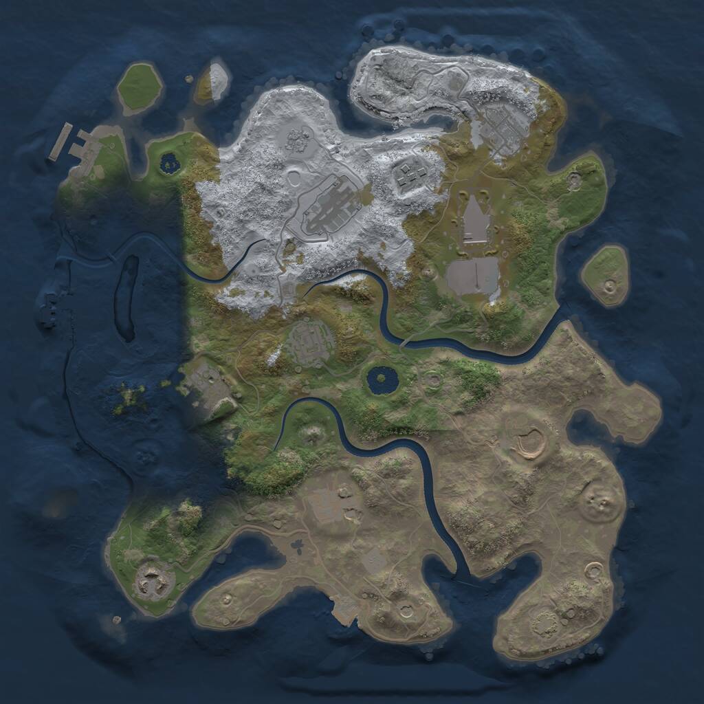 Rust Map: Procedural Map, Size: 3500, Seed: 120693246, 15 Monuments