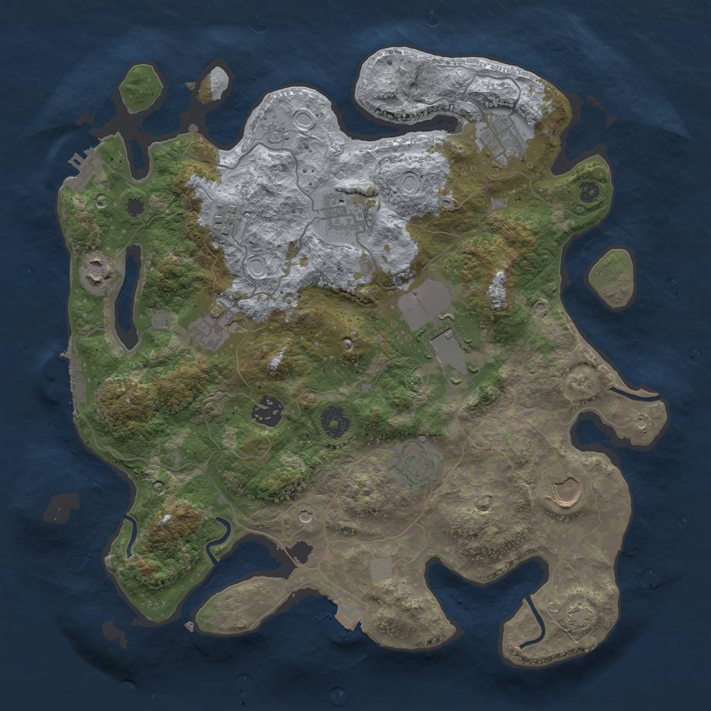 Rust Map: Procedural Map, Size: 3500, Seed: 120693246, 17 Monuments