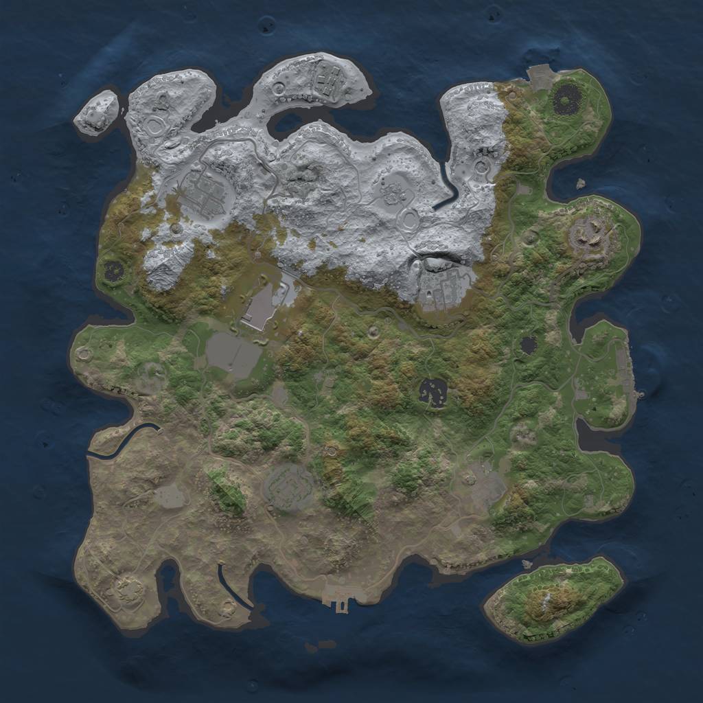 Rust Map: Procedural Map, Size: 3500, Seed: 95104778, 16 Monuments