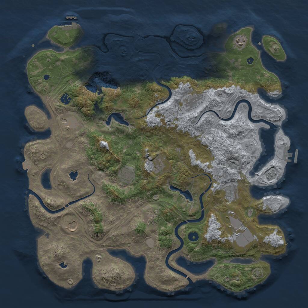 Rust Map: Procedural Map, Size: 4500, Seed: 1516248258, 17 Monuments