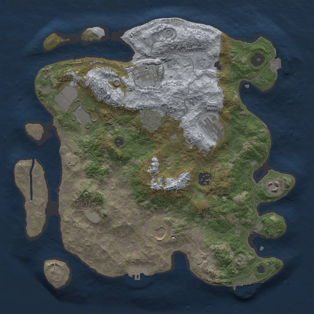 Rust Map: Procedural Map, Size: 3500, Seed: 1676418223, 15 Monuments