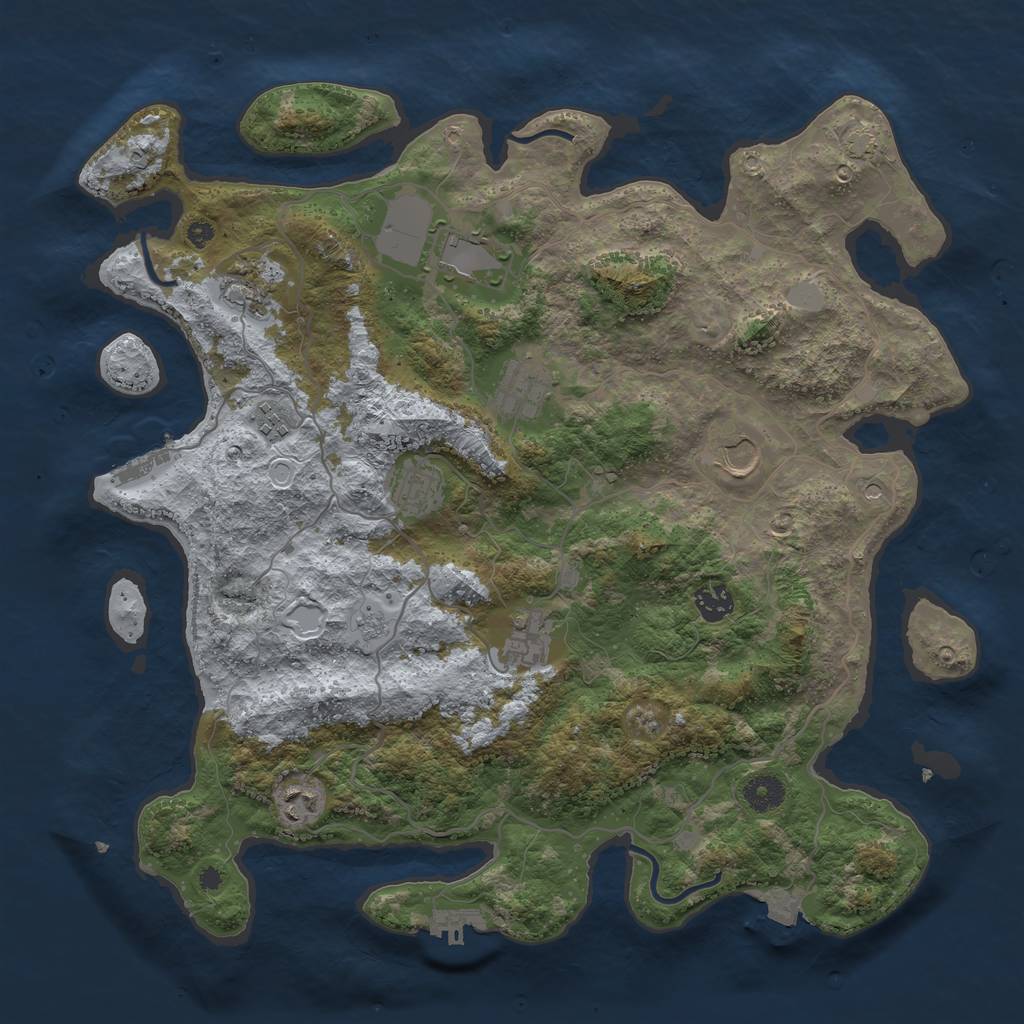 Rust Map: Procedural Map, Size: 4000, Seed: 45866, 17 Monuments