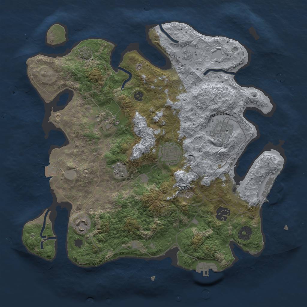 Rust Map: Procedural Map, Size: 3250, Seed: 773571149, 14 Monuments