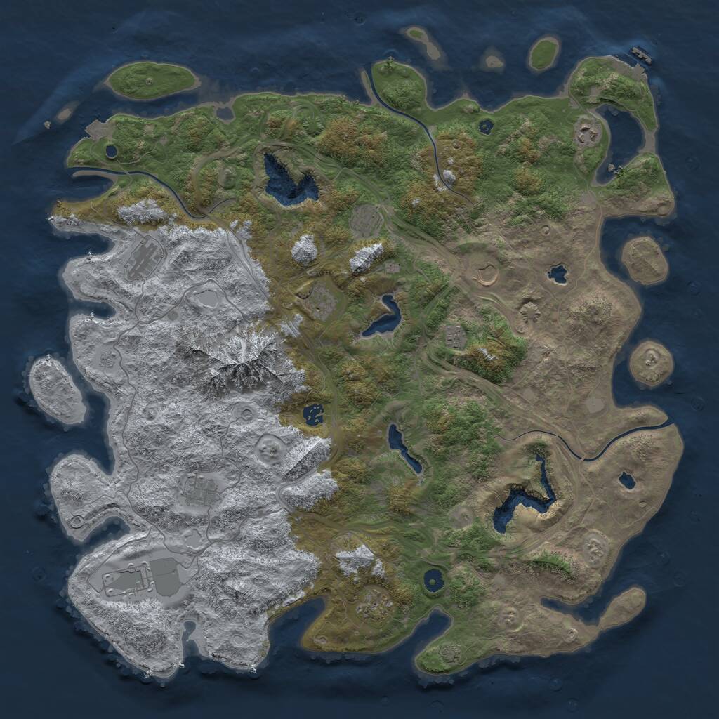 Rust Map: Procedural Map, Size: 5000, Seed: 2076486848, 15 Monuments