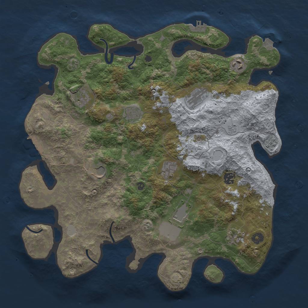 Rust Map: Procedural Map, Size: 3900, Seed: 35058264, 18 Monuments