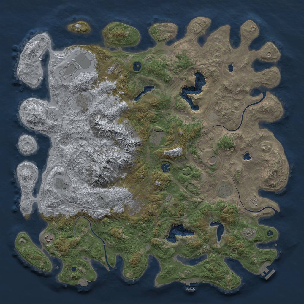 Rust Map: Procedural Map, Size: 5000, Seed: 1350089425, 17 Monuments