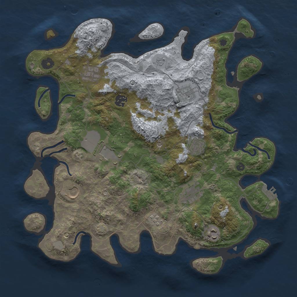 Rust Map: Procedural Map, Size: 3700, Seed: 1732832, 16 Monuments