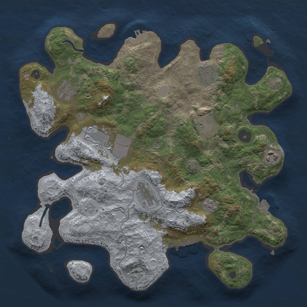 Rust Map: Procedural Map, Size: 3500, Seed: 1008, 15 Monuments