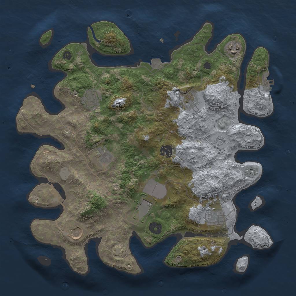 Rust Map: Procedural Map, Size: 3500, Seed: 1052246952, 16 Monuments