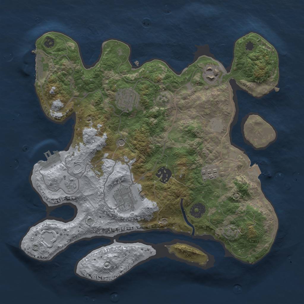 Rust Map: Procedural Map, Size: 3000, Seed: 1464384778, 13 Monuments
