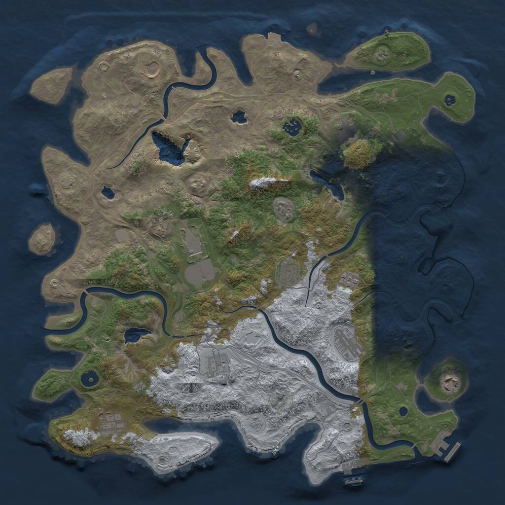 Rust Map: Procedural Map, Size: 4500, Seed: 136294071, 17 Monuments