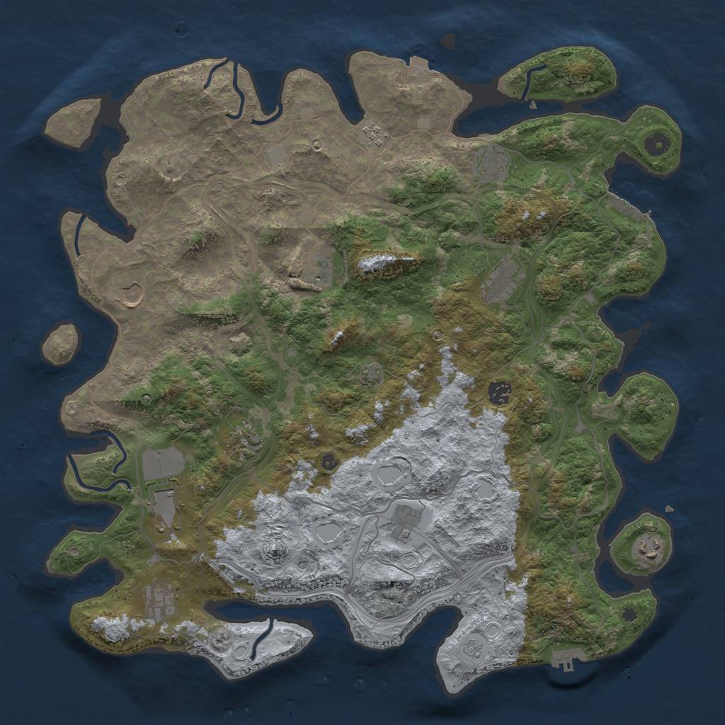 Rust Map: Procedural Map, Size: 4500, Seed: 136294071, 19 Monuments