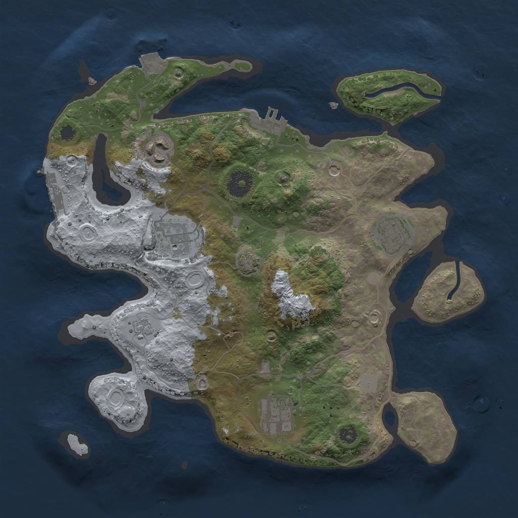 Rust Map: Procedural Map, Size: 3000, Seed: 12324, 12 Monuments