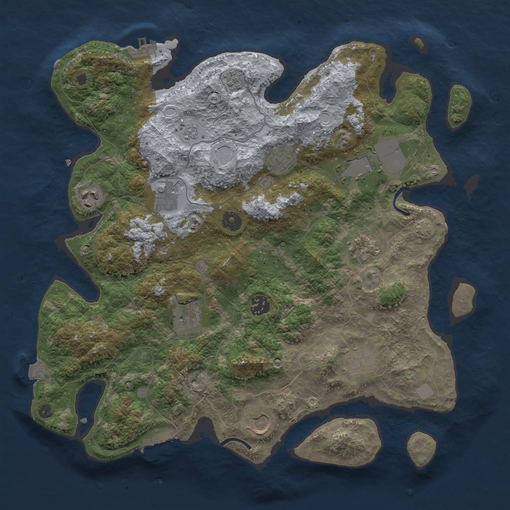 Rust Map: Procedural Map, Size: 3850, Seed: 580923845, 18 Monuments